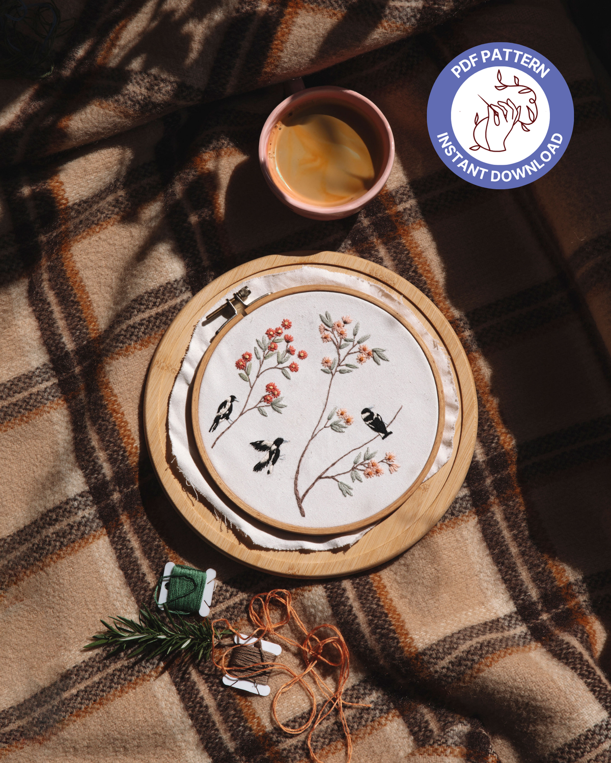 Spring Magpies PDF Pattern