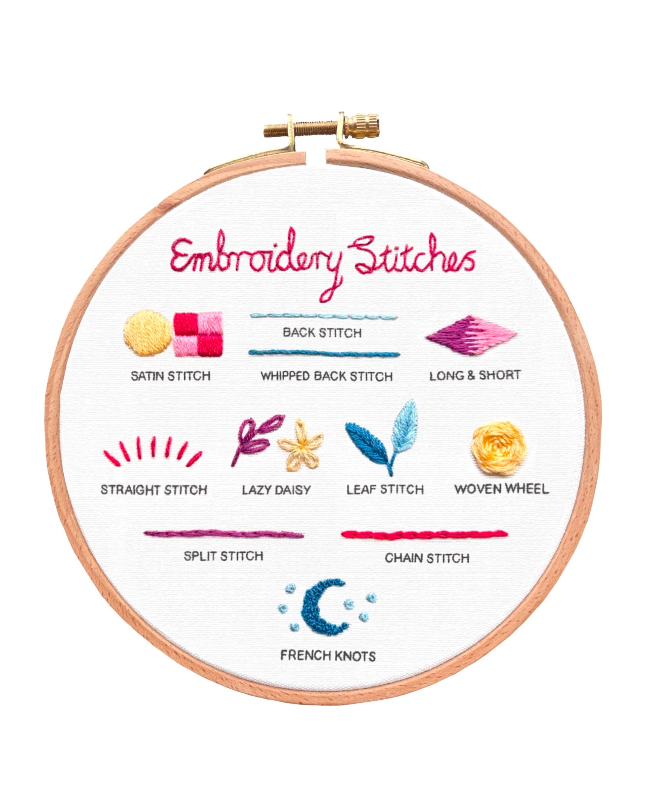 Beginner Embroidery Stitch Sampler Kit (6")