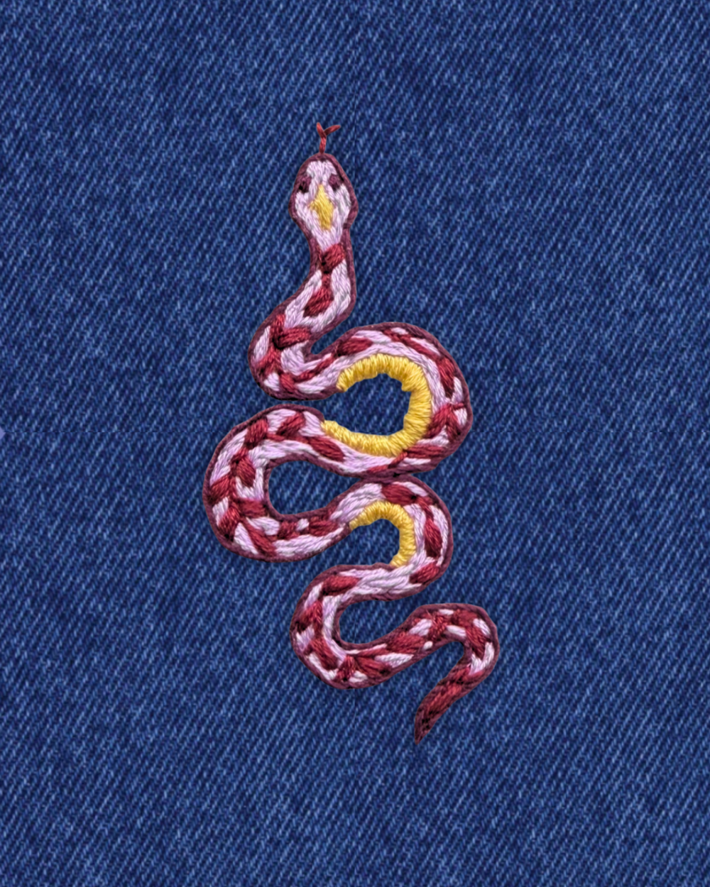 Ruby Serpent Embroidery Tattoo Kit | Stick & Stitch for Clothing