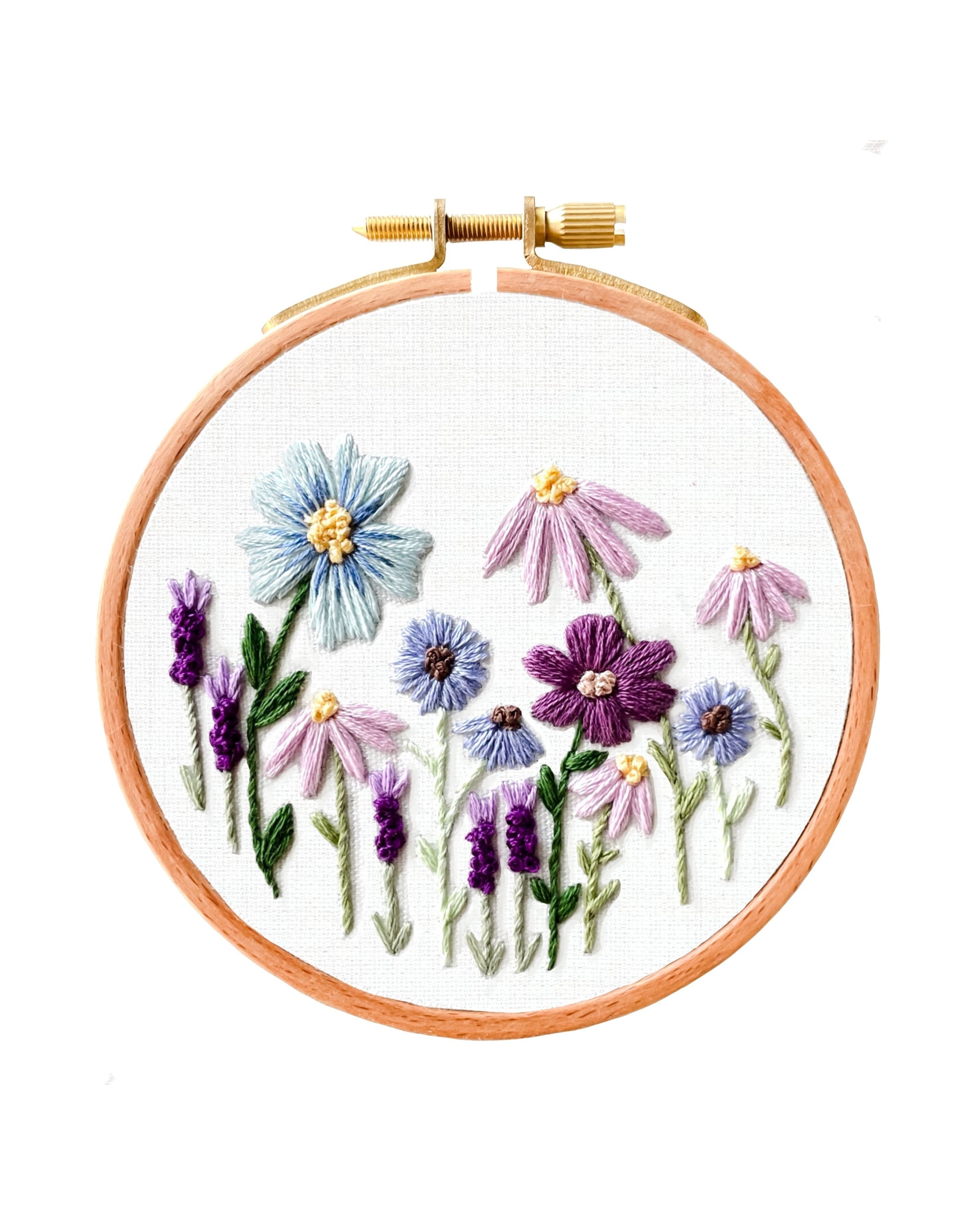 Purple Wildflowers Embroidery Kit