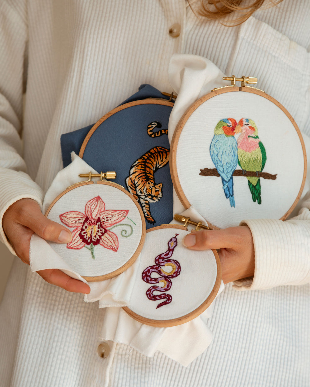 Ruby Serpent Embroidery Tattoo Kit | Stick & Stitch for Clothing